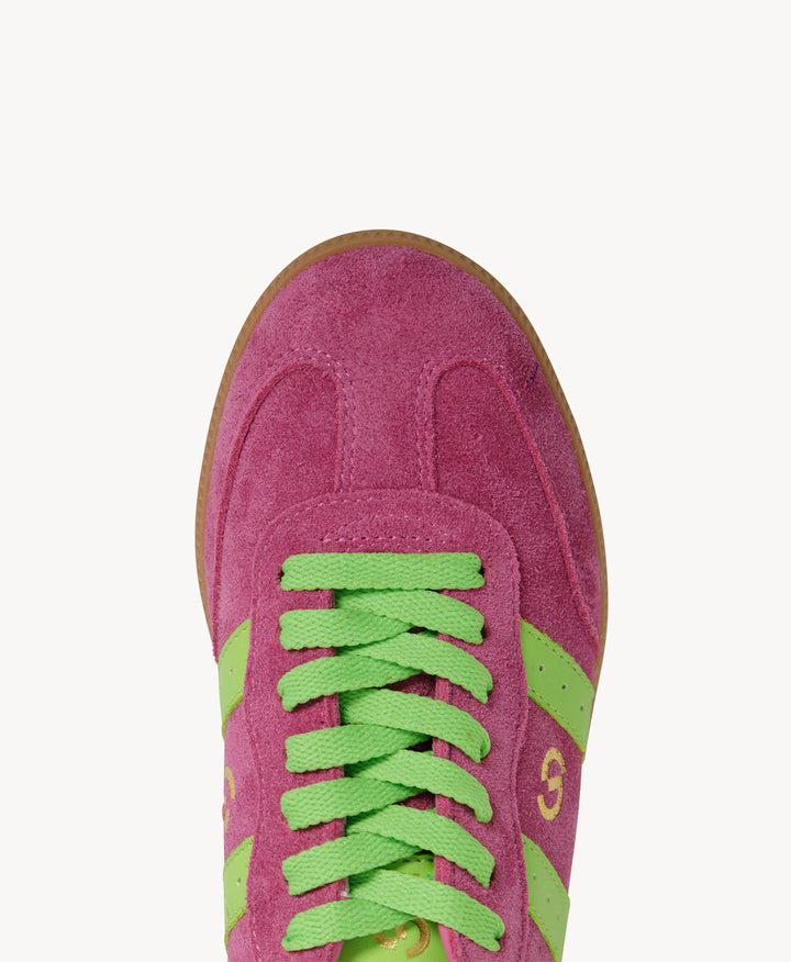 2001 Parallel - Crimson Soft Suede/Neon Green Leather