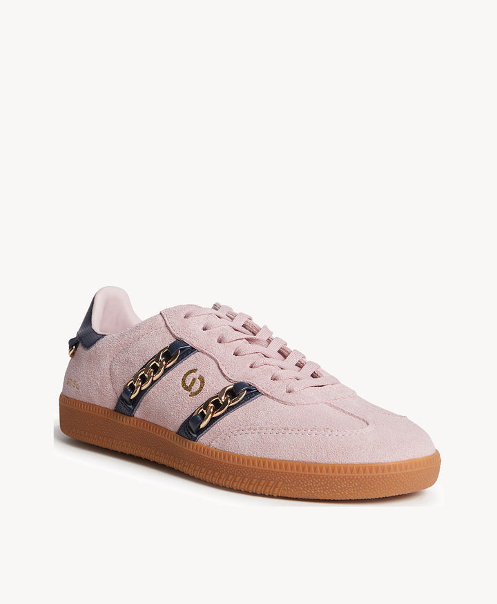 Parallel Chain Sneaker - Pink Suede/Navy Leather