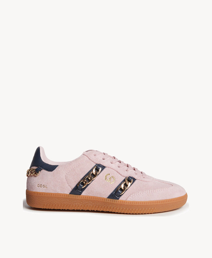 Parallel Chain Sneaker - Pink Suede/Navy Leather