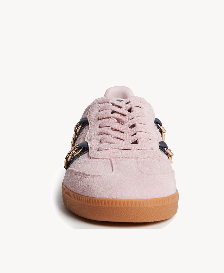 Parallel Chain Sneaker - Pink Suede/Navy Leather