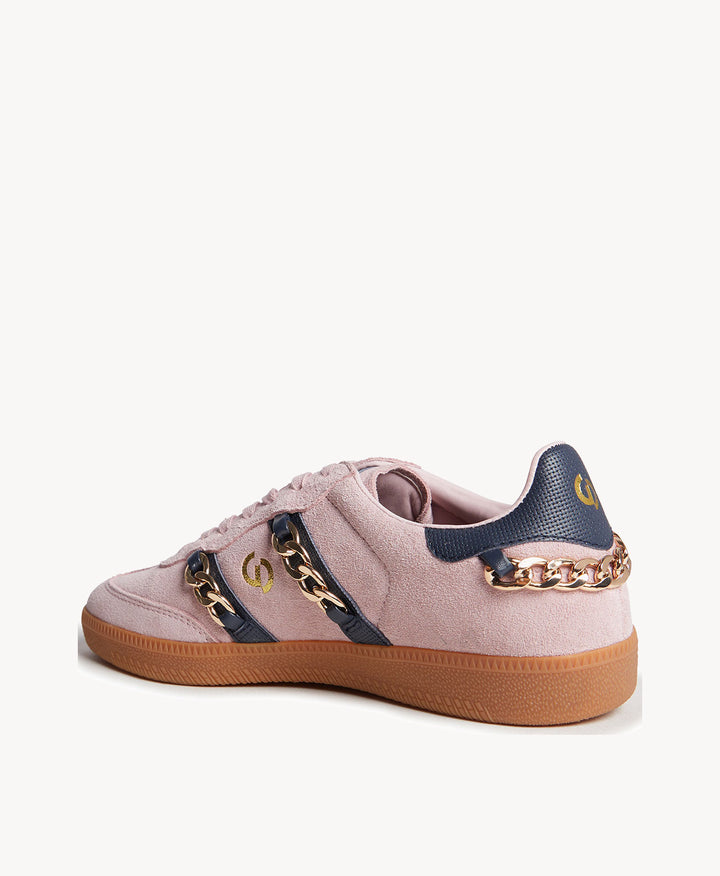 Parallel Chain Sneaker - Pink Suede/Navy Leather