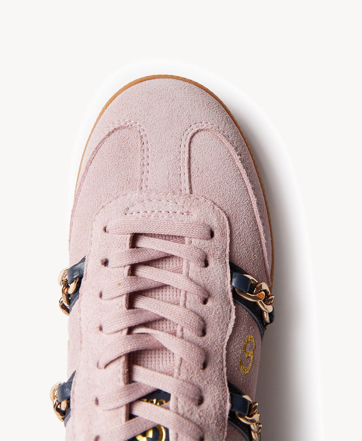 Parallel Chain Sneaker - Pink Suede/Navy Leather