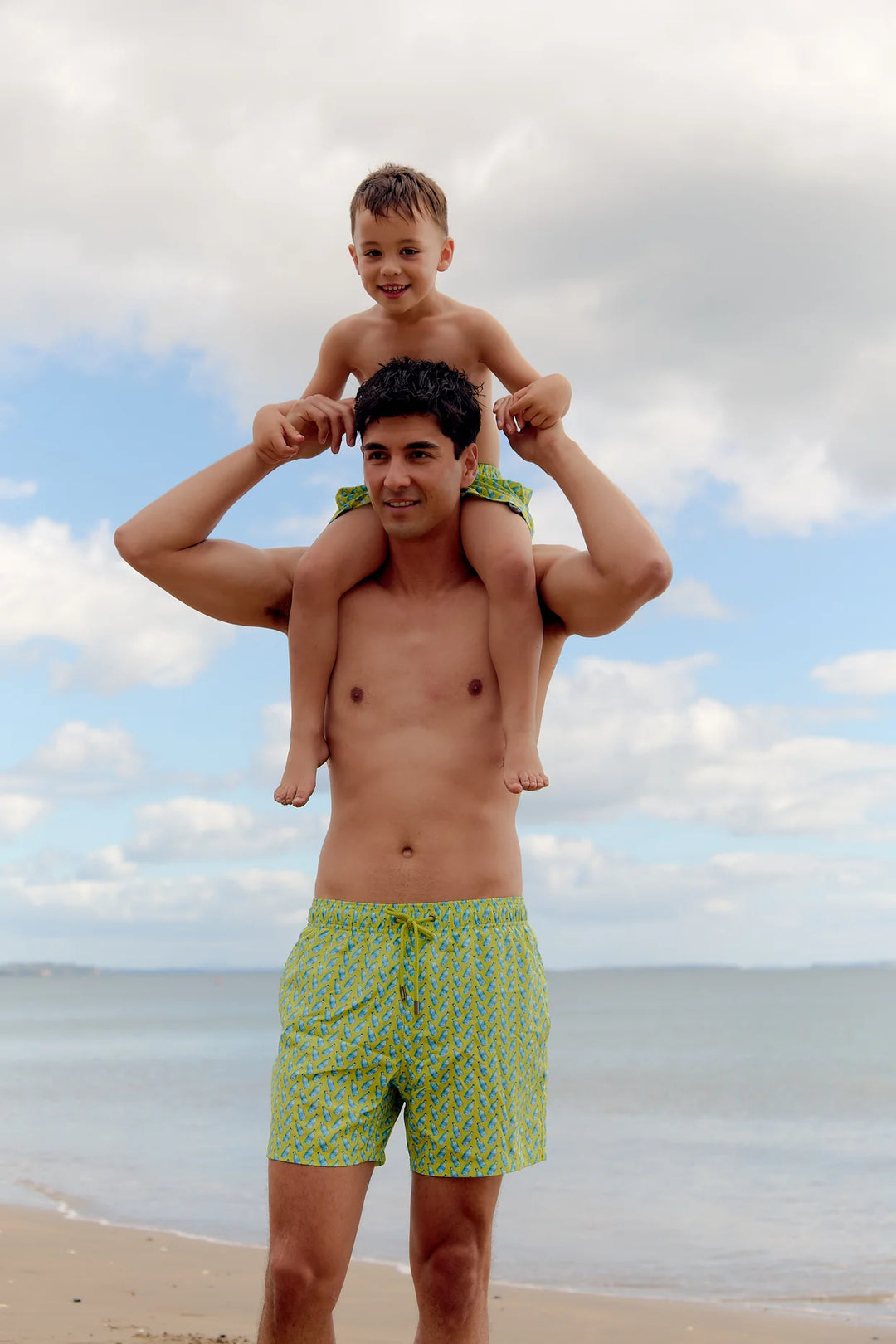 Côte d'Azur Swim Shorts - Lime Sky Bottle