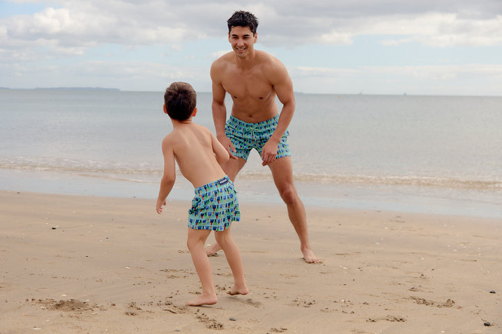 Côte d'Azur kids Swim Shorts - Aqua Blue Flippers