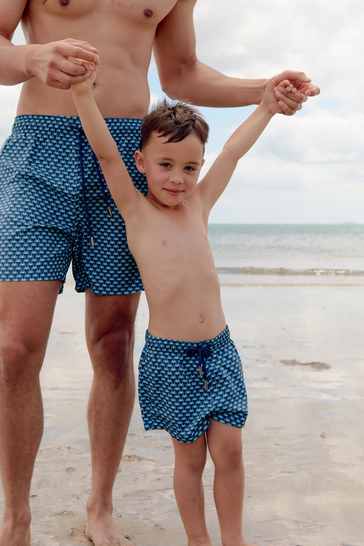 Côte d'Azur Swim Shorts - Hydro Blue Crab