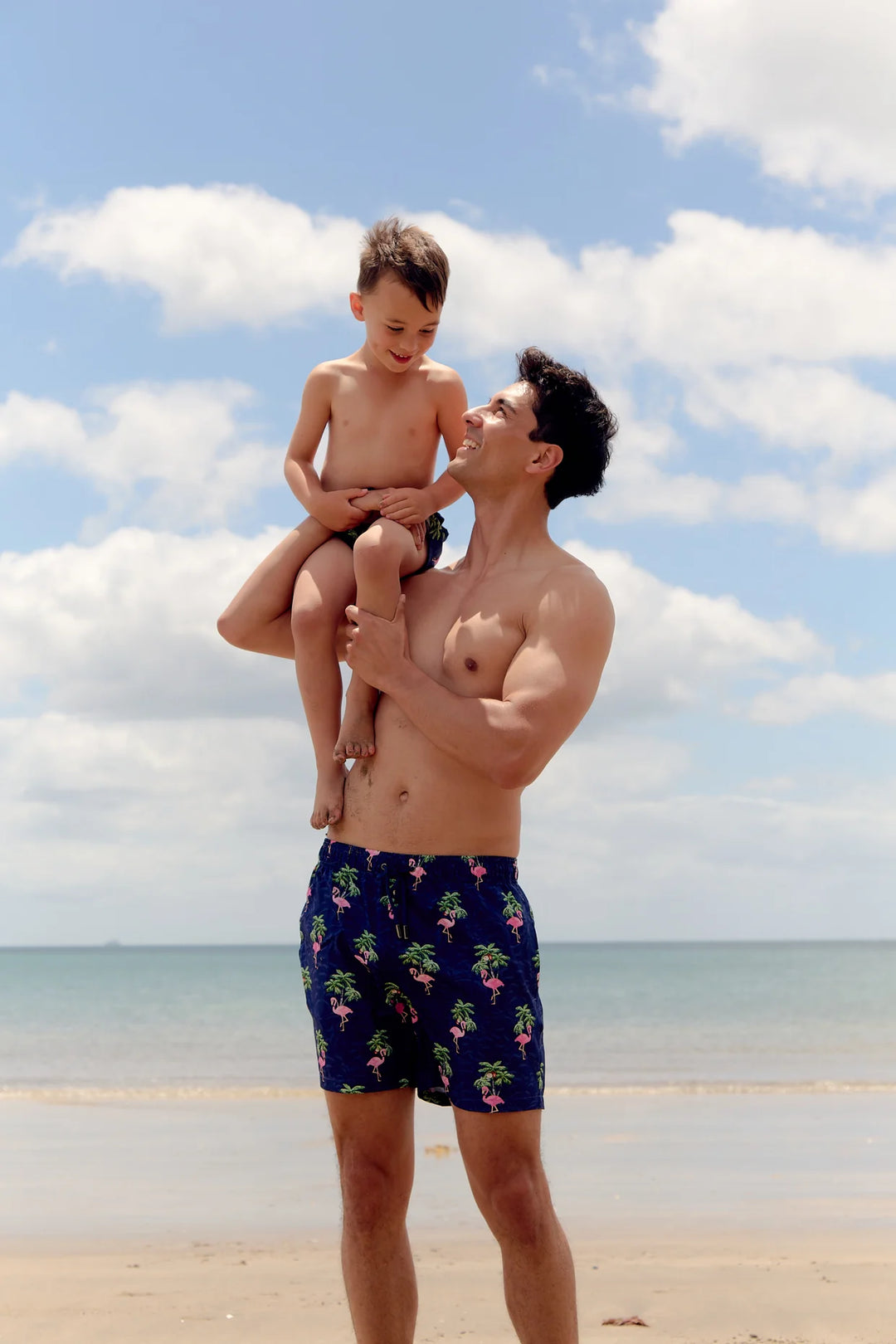 Côte d'Azur Swim Shorts - Royal Blue Pink Flamingo