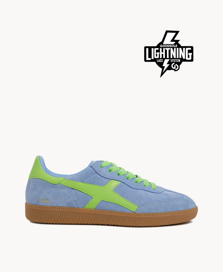 2001 Crossroads - Blue Soft Suede/Neon Green Leather