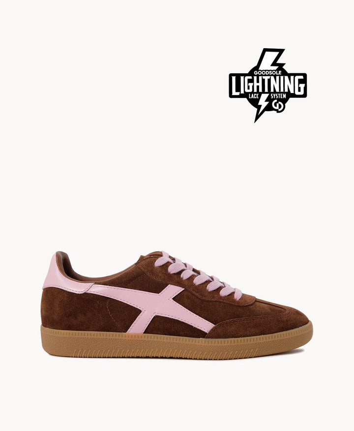 2001 Crossroads - Coffee Soft Suede/Candy Pink Leather