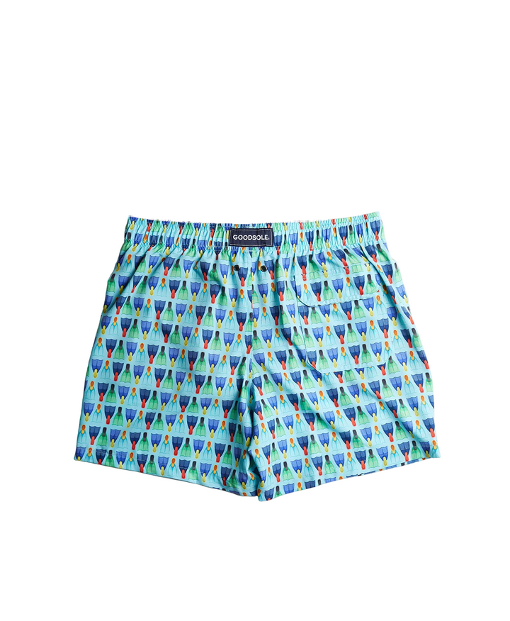 Côte d'Azur Swim Shorts - Aqua Blue Flippers