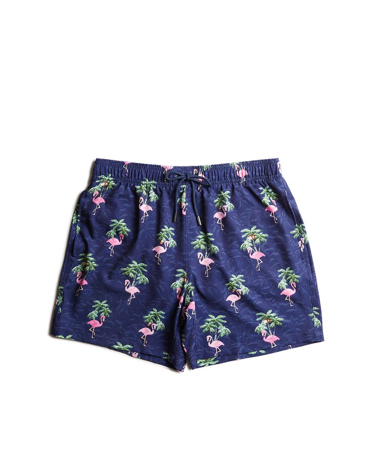Côte d'Azur Swim Shorts - Royal Blue Pink Flamingo