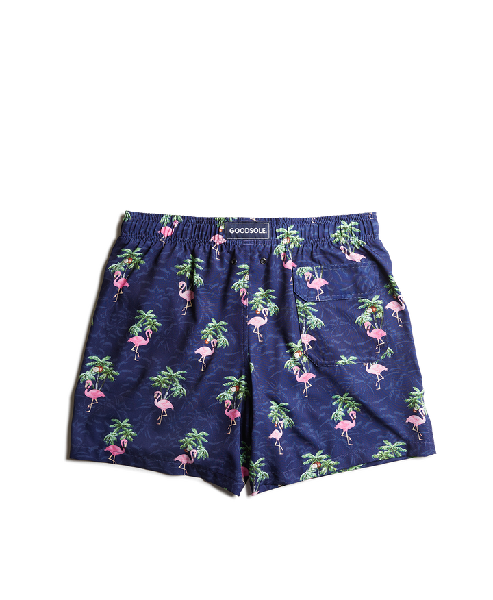 Côte d'Azur Swim Shorts - Royal Blue Pink Flamingo