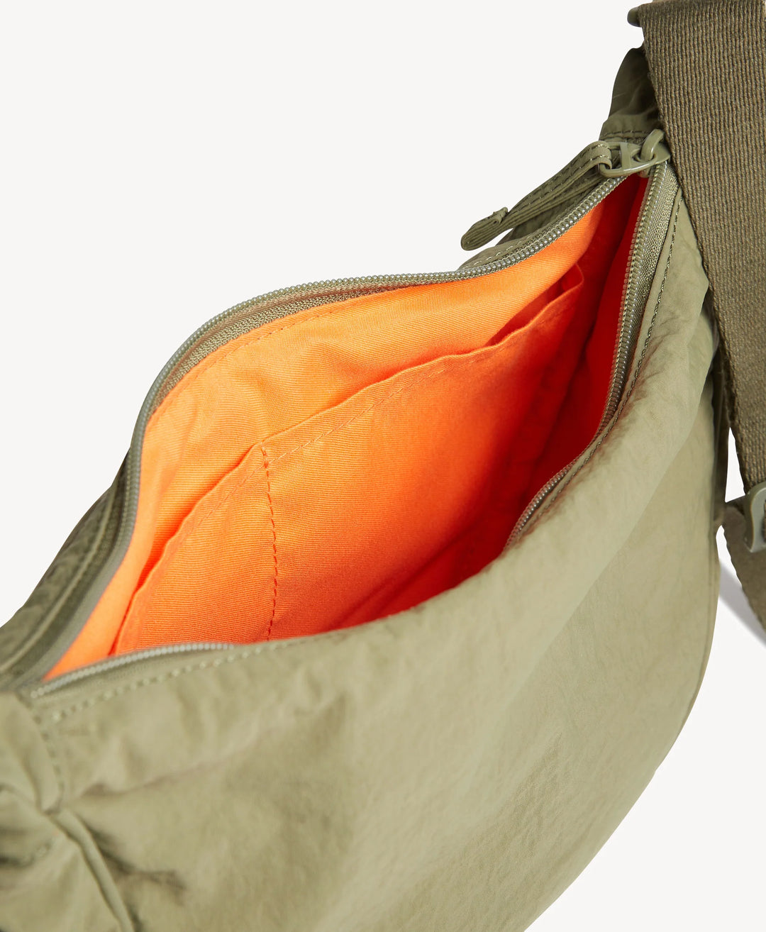 Goodsole Crescent Handbag - Khaki/Orange Nylon